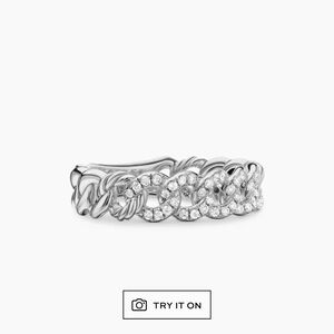 David yurman Belmont curb link diamond ring sterling size 7